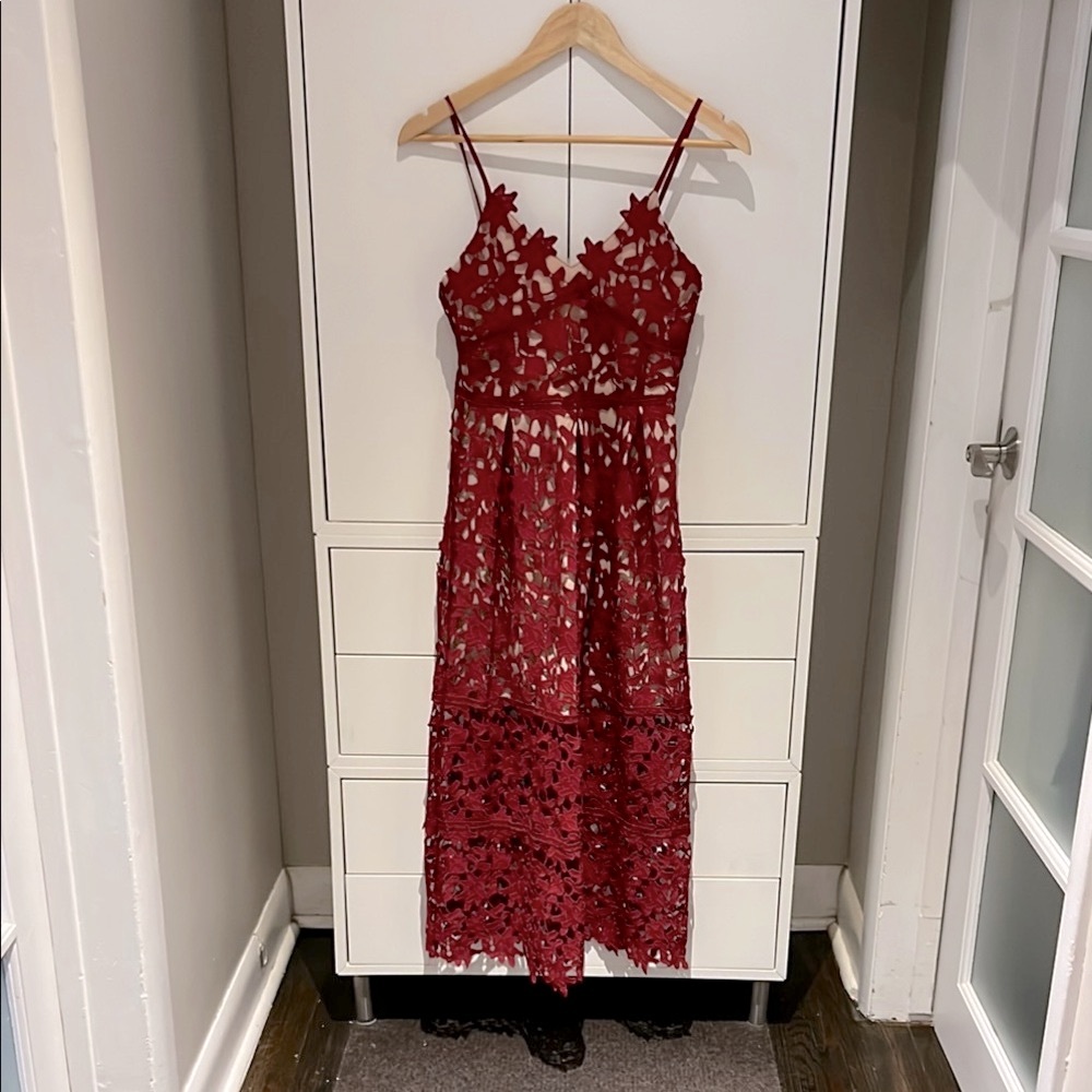 SELF PORTRAIT-ESQUE Dark Red midi dress S